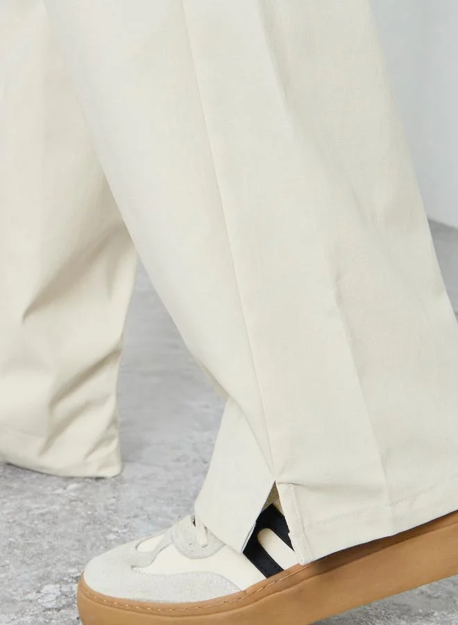 Styli Beige Men Beige Wide Leg Trousers for Men | Best Price UAE